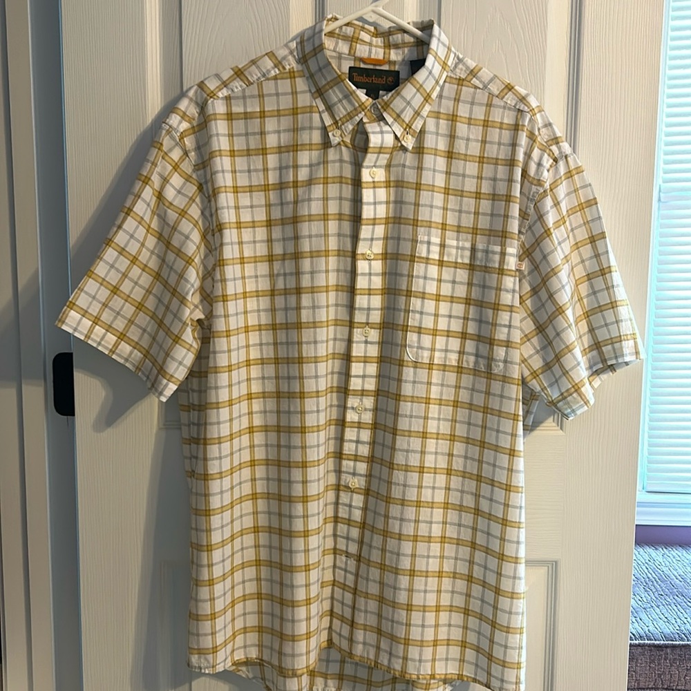 Timberland men’s button down shirt,Size XL/TG, yellow and white